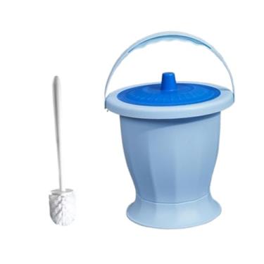 Imagem de predolo Jarro de urinol de urinária, caçamba de câmara de escarrilha e pincel de vaso sanitário anel, camas com tampa de panela de câmara para mulheres homens, Azul