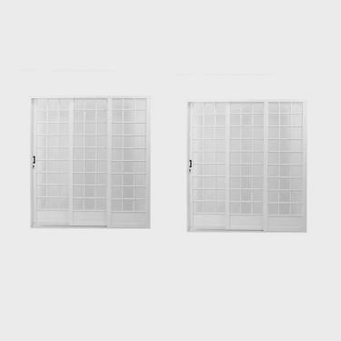 Imagem de Kit com 2 Portas de Aço de Correr 215x200cm com Vidro Minas Sul Mgm Branco