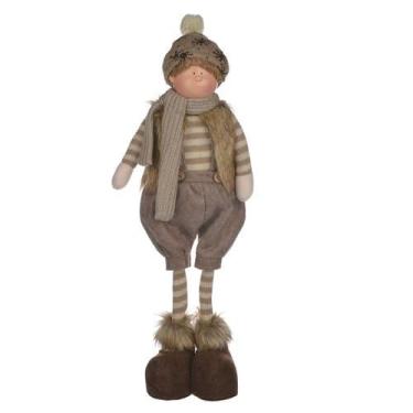 Imagem de Boneco natal menino em pe c/gorro (bege marrom) 45cm