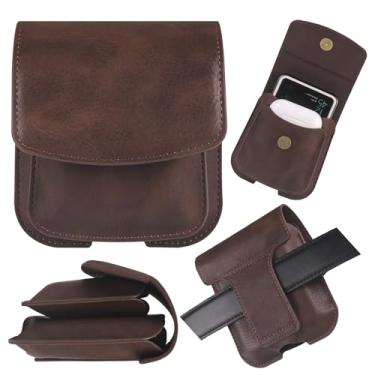 Imagem de CCSmall Capa para celular Samsung Galaxy Z Flip 6 5 4 3 com clipe de cinto com bolsa para fones de ouvido, capa de telefone flip de couro PU retrô para Motorola Razr 2023 2024 40 50 Ultra SJB marrom