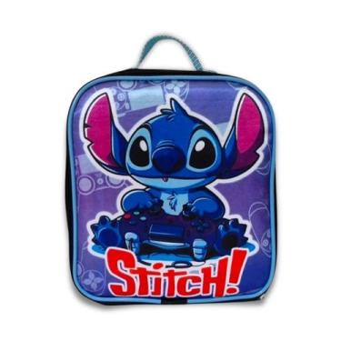 Imagem de Lancheira Térmica Escolar Infantil Stitch Masculina Menino Grande Cria