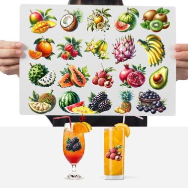 Imagem de Cartela Adesivos Animais/Frutas/Flores DTF UV Prova D'Água - Graviarte