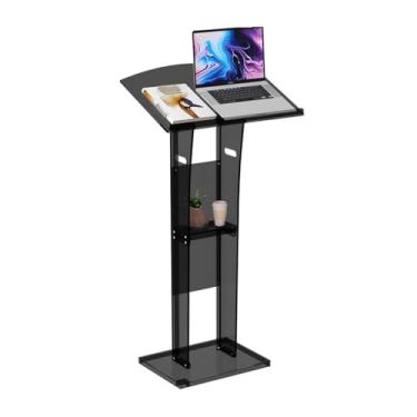 Imagem de WUHUQN Suporte de pódio para púlpito de acrílico transparente | Púlpitos portáteis para igrejas | Púlpitos de sala de aula moderna | Palestre para casamentos, concertos, palestras de apresentação