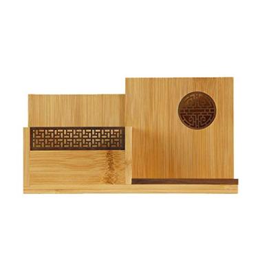 Imagem de Porta-lápis multifuncional de madeira e bambu, caixa de armazenamento de mesa, suporte de cosméticos, acessórios criativos de escritório (tamanho: estilo 1) (estilo 2) super conveniente (estilo 2) ()