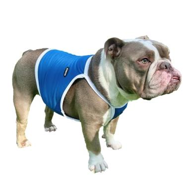 Imagem de D Doggy Star Roupas Bulldog Francês Stretch Crop Top Camisola refrescante para cães (4GG, camisola azul)