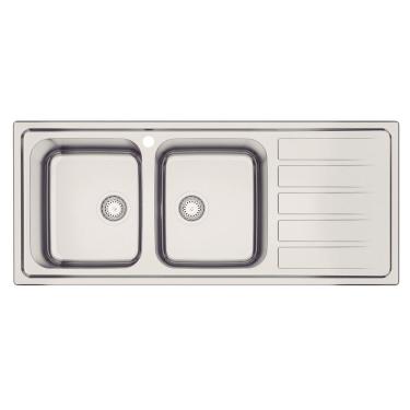 Imagem de Cuba de Sobrepor Tramontina Marea Deep 2C 34 Plus 116 x 50 cm em Aço Inox Acetinado com...
