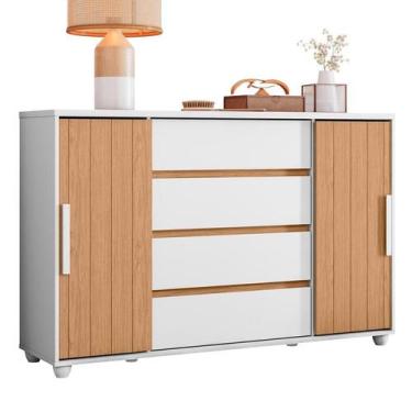 Imagem de Cômoda Evidenza 4 Gavetas Branco/Freijó (Flex) - ABZ - Albatroz