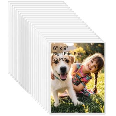 Imagem de 25 capas de cartão rígidas transparentes de 15 cm x 23 cm – protetores de plástico rígido à prova d'água para cartões postais, impressões, fotos, cartões comerciais e esportivos – Porta-lençóis jumbo