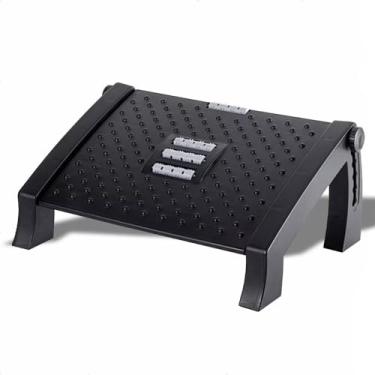 Imagem de Apoio Ergonômico Para os Pés Apoio Descanso Suporte de Escritório Ergonômico NR 17 Para Pés Com Massageador e 6 Níveis de Altura Superfície Antiderrapante