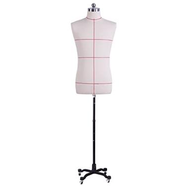 Imagem de CUTPOIY Formas masculinas para costura, manequim plus size totalmente fixável para costurar roupas masculinas, costureiras manequim manequim manequim corpo sobre rodas interessante (branco pequeno)