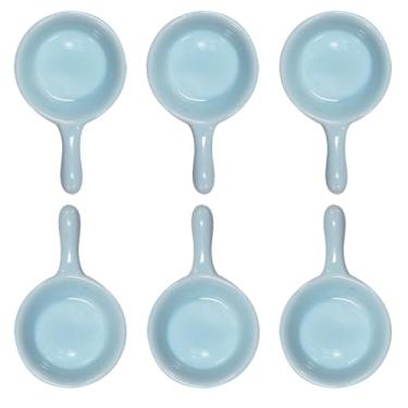 Imagem de Lotatheta 6 peças de porcelana, molho de soja, lanche, creme, salada, sobremesa, doces, açucareiro, prato de cerâmica azul claro, 29 g com alça para jantar, assar, churrasco, cozinhar