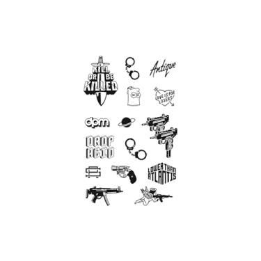 Imagem de Tatuagem temporária, trava de metralhadora, tatuagens de armas, resiliência, resistente à água, dura de 1 a 2 semanas, aparência de tatuagem real,18 x 11 cm