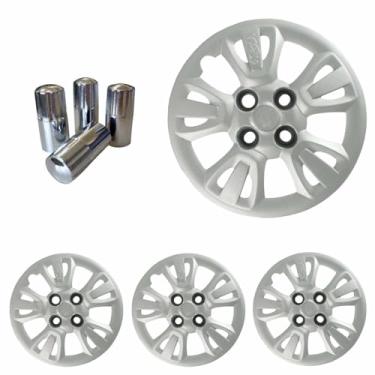 Imagem de Jogo Calota Aro 14 Uno Way 2011 2012 + Selo Resinado + Tampa Ventil Cromada