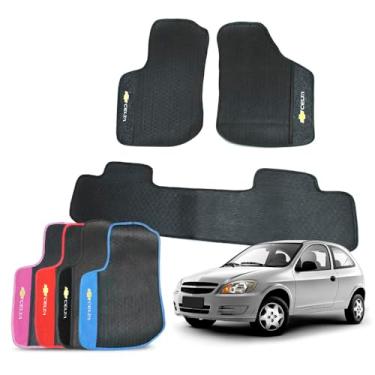 Imagem de Tapete Automotivo Celta 2000 a 2016 Borracha 3 Peças Traseiro Inteiriço Detalhe em Carpete Personalizado (Grafite)