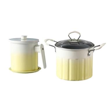 Imagem de ＫＬＫＣＭＳ Deep Fryer Conjunto de cozinha Multifunction Butter Warker Wid Lid Milk mais quente para anéis de cebola assando frango frito, Branco Amarelo