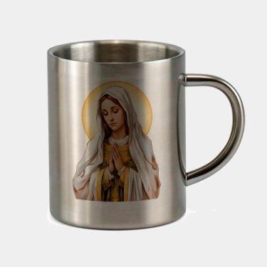 Imagem de Caneca de Inox Premium Prateada 400ml Santo Nossa Senhora de Fatima Ig