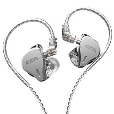 Imagem de Monitores intra-auriculares CCA CS16, referência 16BA HiFi Stereo IEM com fio, fones de ouvido/fones de ouvido com cabo destacável de 2 pinos para músicos audiófilos (com microfone, prata)