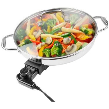 Imagem de Frigideira Elétrica CucinaPro 1810 em Aço Inox c/ Tampa de Vidro Temperado, 30cm Ø, Con...