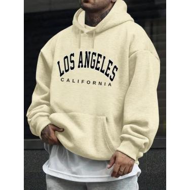Imagem de Moletom Masculino Blusao Casual Basico Estampado Los Angeles - Qualida