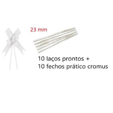 Imagem de Laço Pronto Liso 23 mm- 10 Unidades + Fecho prático Cromus, Branco