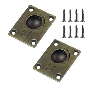 Imagem de Antrader Puxadores de anel embutidos, 2 peças de puxadores de anel de barco de aço inoxidável embutidos ocultos