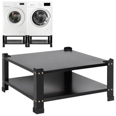 Imagem de Panghuhu88 Pedestais de lavadora e secadora Pedestal de lavanderia resistente, pedestal de metal para máquina de lavar e secar roupa, mini suporte de geladeira, ajuste universal 317 kg, 71 cm de