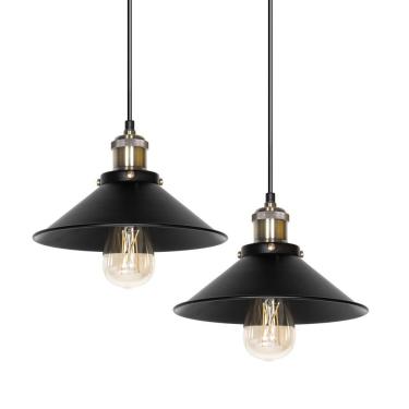 Imagem de Kit 2 Luminárias Loft Hat Chapéu Retro Preto
