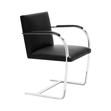Imagem de Cadeira Brno Escritório Couro Sintético Preto Barra Chata Cromada Cor Preto