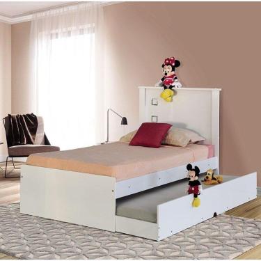 Imagem de Cama Bibox Solteiro Barcelona Branco Com Colchões