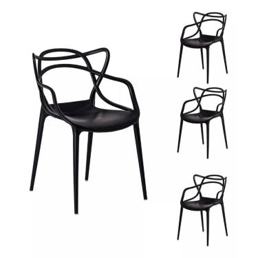 Imagem de Kit 4 Cadeiras Allegra Cozinha Jantar Churrasqueira Preta
