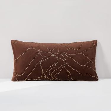 Imagem de Lush Decor Roots Capa de almofada decorativa de veludo individual 30,5 cm L x 55,88 cm C Marrom - Capa de almofada 30,5 x 22 - Almofadas de luxo para cama, sofá ou cadeira