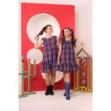Imagem de Kit 2 Vestidos Lara Xadrez Infantil E Juvenil Festa Junina - Se Tu Ben