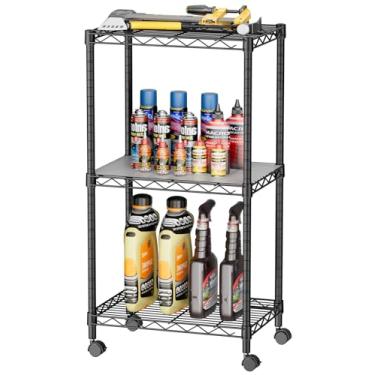 Imagem de SINGAYE 3 prateleiras pequenas de arame para despensa de cozinha, organizadores de casa e armazenamento, prateleira de banheiro, lavanderia, organização, livro ajustável, estante de garagem de metal