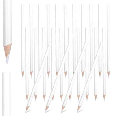 Imagem de 24 lápis de tecido branco para costurar, lápis de cor branco de 17,8 cm, marcador solúvel em água, alfaiate, canetas, para costura, lavável, para costureira, casamento, chá de panela, jogos