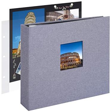 Imagem de 1DOT2 Álbum De Fotos Scrapbook Faça Você Mesmo Com 3 Argolas, 10X10", Diário 30 Capas Plásticas, 60 Páginas E Capa Tecido Para Bebê, Viagem, Casamento, Casal, Aniversário, Aventura Infantil (Capa Ci