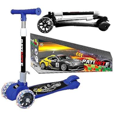 Imagem de Patinete Infantil p/Meninos Carros com Luzes Som e 3 Rodas