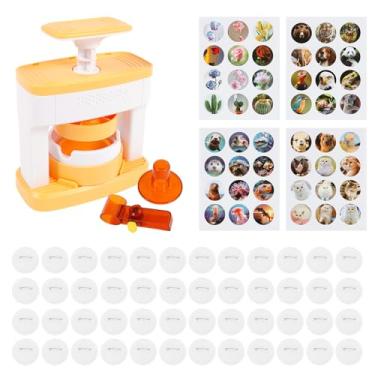 Imagem de XYDHQS Máquina De Fazer Botões Xydhqs, 55 Mm (2,16 Polegadas), Crachás, Kit Prensa Portátil Com 48 Padrões Papel E Crachás Para Crianças