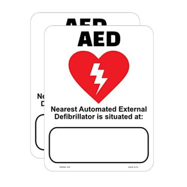 Imagem de Haobase 2 Peças De Placa Segurança Dea - Desfibrilador Externo Automático Mais Próximo Está Localizado Em Vinil Autoadesivo Emergência 15 Cm X 20