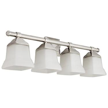 Imagem de Sunlite 46064 Luminária De Parede Moderna Quadrada 25" Com Sino, Soquete Base Média (E26), Lâmpada Padrão A19 Necessária (Máx. 100 W), Cúpula Vidro Fosco, 4 Acabamentos Em Níquel Escovado