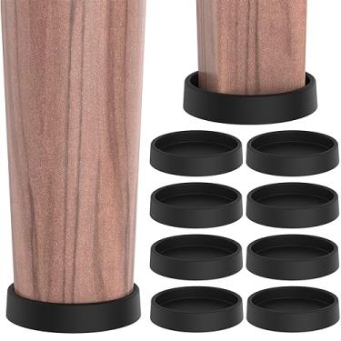 Imagem de CHWM 8 Peças De Porta-Copos Para Móveis, 3 Copos Redondos Com Rodízios, Almofadas Borracha Antiderrapantes, Antiderrapantes Silicone Protetores Piso, Batentes Sofá E Cama. Preto.