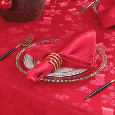Imagem de Honellaty Guardanapos De Pano Quadrados Natal, Estampa Temática Feriado, 4 Peças, Laváveis E Confortáveis, Para Decoração Jantar Natal (Vermelho, Guardanapo Grande 50 Cm)