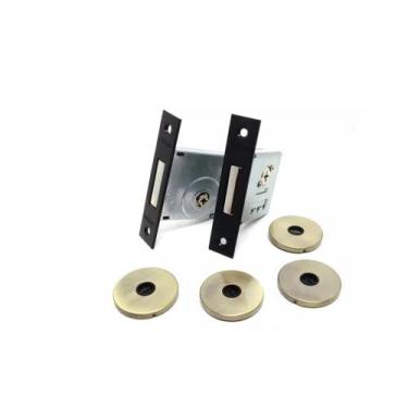 Imagem de Fechadura Auxiliar Segurança Porta Tetra Dupla Mesma Chave Oxidado - s