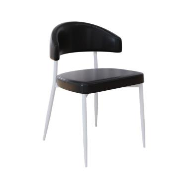 Imagem de Cadeira Bless Fixa C/4 Pés 53 X 55 X 78cm Pés Brancos. Courino Preto Courino Preto