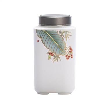 Imagem de Lata de chá Mini vasilha de chá portátil para viagem, vasilha pequena de cerâmica, tampa de liga, armazenamento selado, depósito de chá escondido Caixa de chá