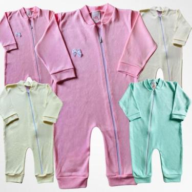 Imagem de Kit Macacão Recém Nascido Básico Longo com Zíper Mamãe Feliz - Jolen B