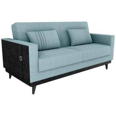 Imagem de Sofa Cama 2 Lugares 203 cm Boucle Azul material sintético Preto Milani