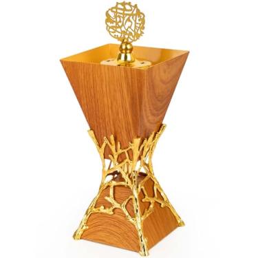 Imagem de Xisakaca Queimador Bakhoor, queimador de incenso a carvão, suporte de incenso de resina de olíbano para ioga, aromaterapia de spa, presentes de decoração de escritório e casa, caramelo 27 cm de altura