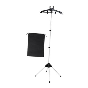 Imagem de WeiLaiKeQi Cabide para roupas, vaporizador de roupas, cabide para roupas com altura ajustável, leve, economizador de espaço, portátil, para máquina de passar, Preto