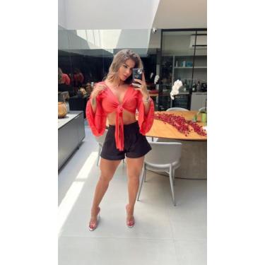 Imagem de Blusa cropped manga longa laranja - Sutara mistica , Laranja, unico