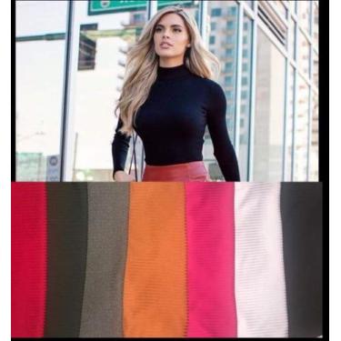 Imagem de Blusa feminina gola alta manga longa malha canelada - moda filo, Doura